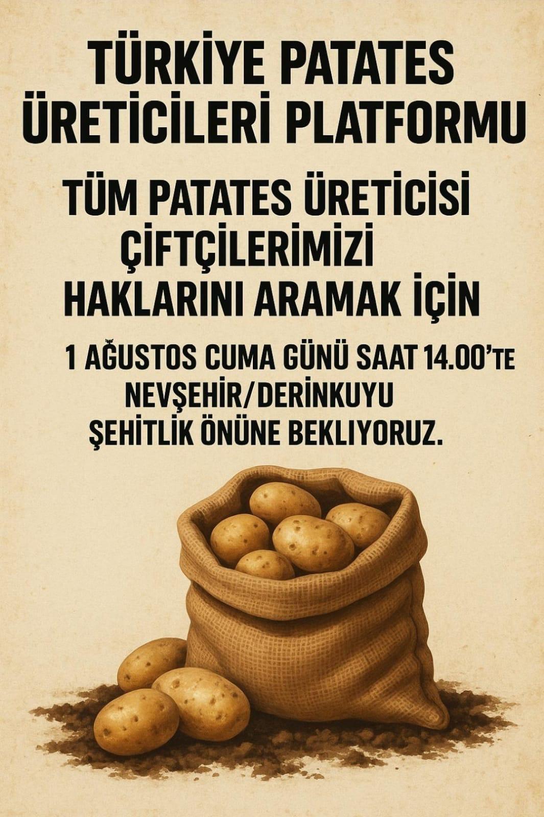 Patates Üreticilerinden Hak Arayışı İçin Toplanma Çağrısı